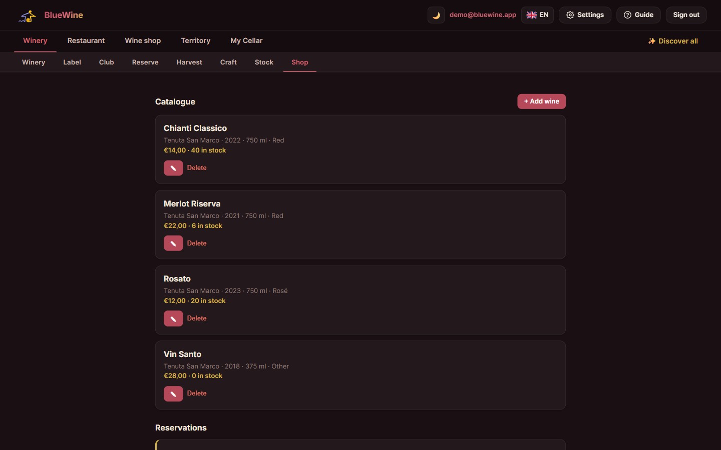 BlueShop admin on desktop