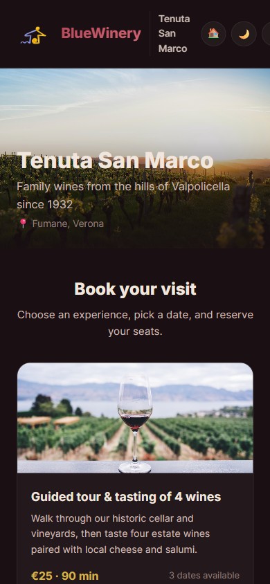 BlueWinery on a phone